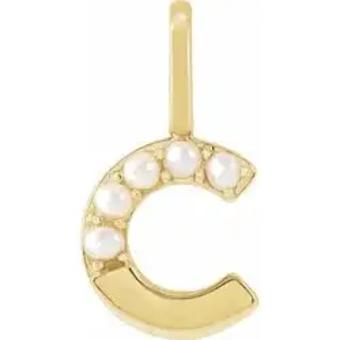 YDBN 14kt Yellow Gold & Pearl Initial Pendant #9 thumbnail