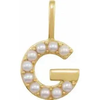 YDBN 14kt Yellow Gold & Pearl Initial Pendant #6 thumbnail