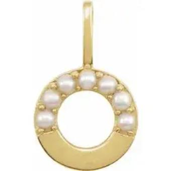 YDBN 14kt Yellow Gold & Pearl Initial Pendant #3 thumbnail