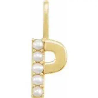 YDBN 14kt Yellow Gold & Pearl Initial Pendant #0 thumbnail