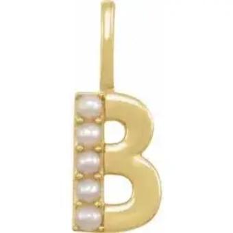 YDBN 14kt Yellow Gold & Pearl Initial Pendant #16 thumbnail