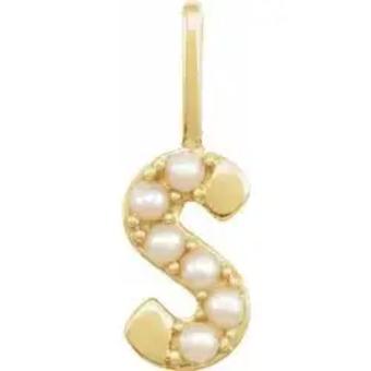 YDBN 14kt Yellow Gold & Pearl Initial Pendant #11 thumbnail