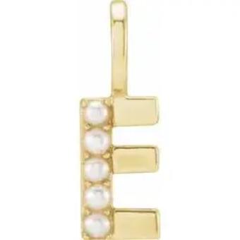 YDBN 14kt Yellow Gold & Pearl Initial Pendant #15 thumbnail