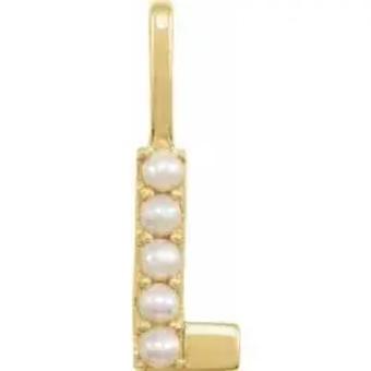 YDBN 14kt Yellow Gold & Pearl Initial Pendant #7 thumbnail