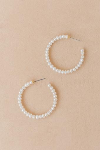 YDBN Slim Pearl Hoop Earrings #0 thumbnail