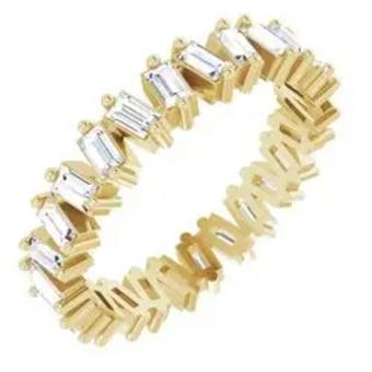 YDBN 14k Gold & Baguette Diamond Staggered Band #1 Yellow thumbnail