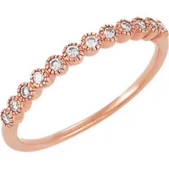 YDBN 14k Gold & Diamond Delicate Anniversary Band #2 Rose Gold thumbnail