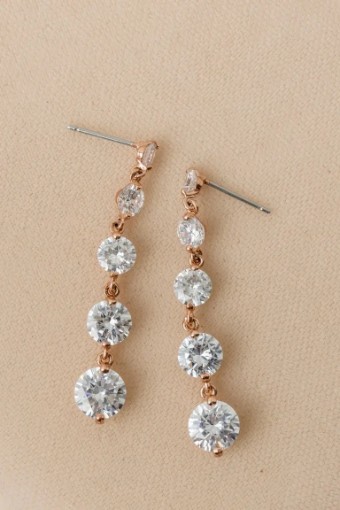 YDBN Contemporary Graduated Crystal Drop Earrings #1 Gold Rose Gold thumbnail