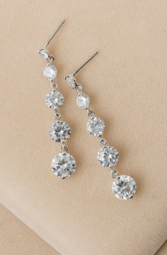 YDBN Contemporary Graduated Crystal Drop Earrings #0 Silver thumbnail