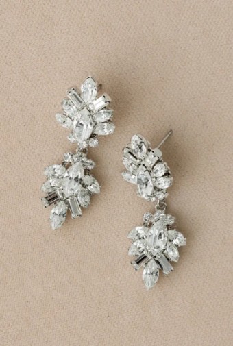 YDBN Crystal Double Drop Deco Earrings #0 Silver thumbnail