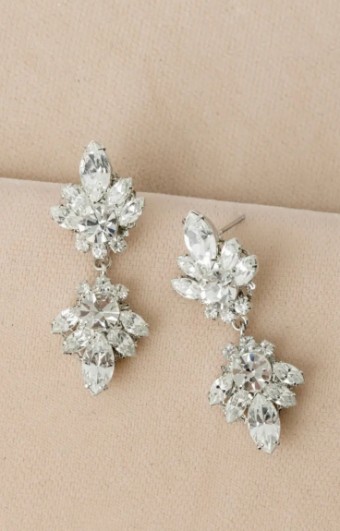 YDBN Crystal Double Drop Marquise Earrings #0 Silver thumbnail