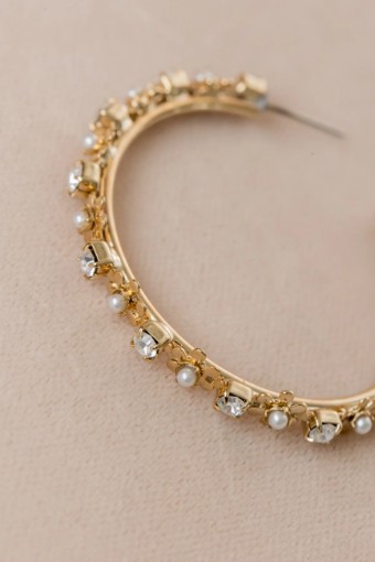 YDBN Daisy Hoop Earring with Pearls & Crystals #1 Gold thumbnail