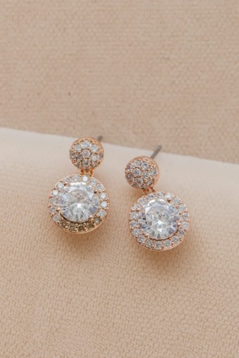 YDBN Halo Round Brilliant Drop Earring #1 Rose Gold thumbnail
