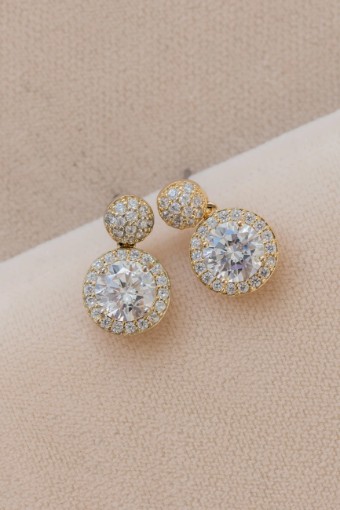 YDBN Halo Round Brilliant Drop Earring #2 Gold thumbnail