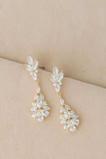 YDBN Petite Fleur Crystal Dangle Earrings #1 Gold Silver thumbnail