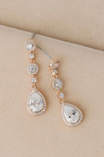 YDBN Petite Pear Crystal Double Drops #2 Rose Gold thumbnail