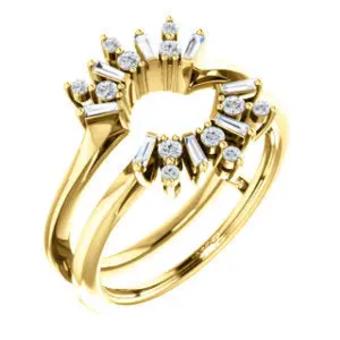 YDBN 14k Gold & Diamond Art Deco Baguette Ring Guard #4 White Yellow thumbnail