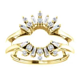 YDBN 14k Gold & Diamond Art Deco Baguette Ring Guard #3 Yellow thumbnail